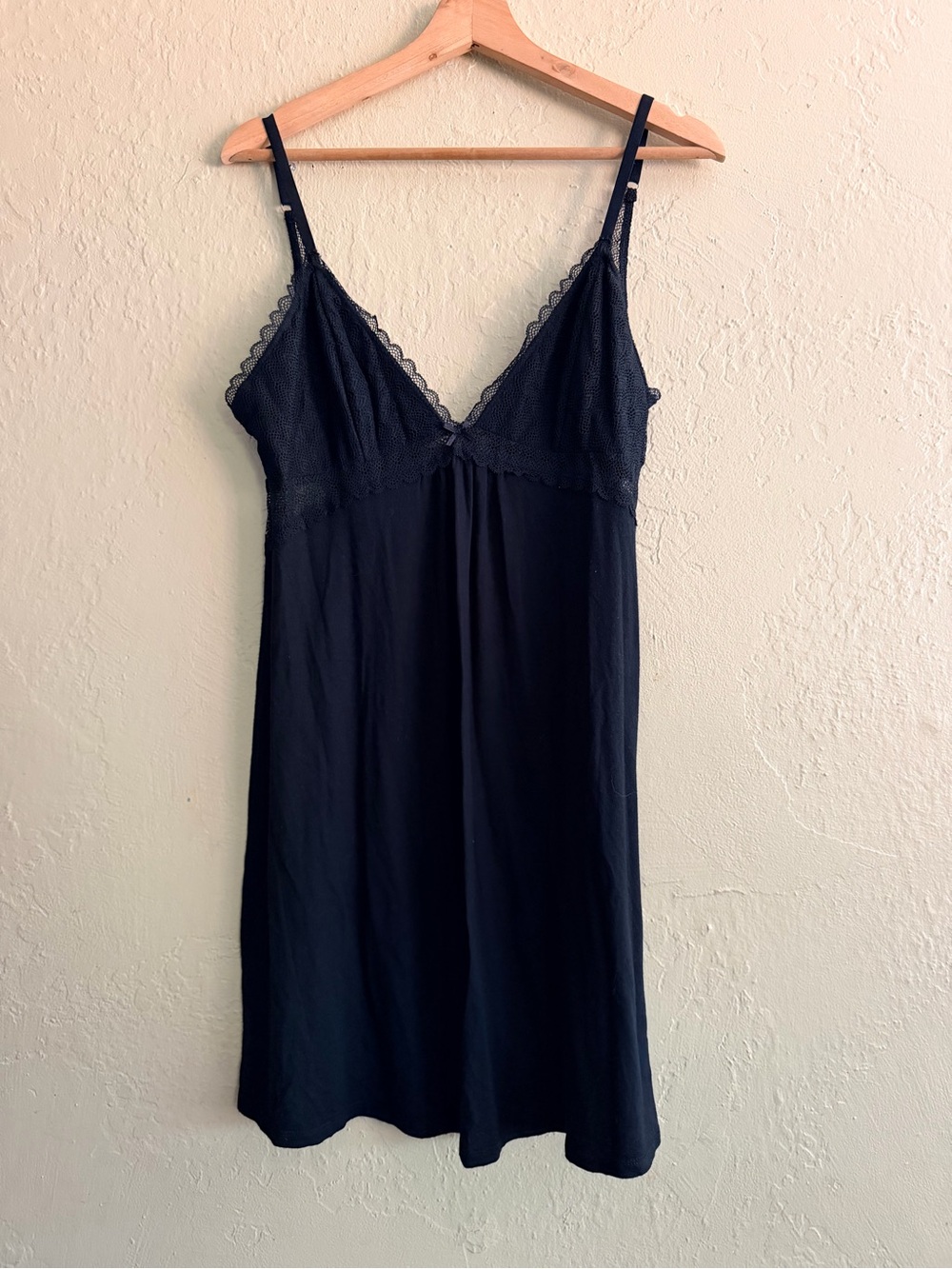 stars above Black Lace-Trim Slip Chemise